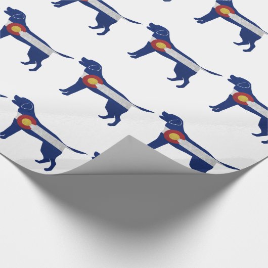 Labrador Retriever Dog Colorado Flag Silhouette Geschenkpapier (Ecke)