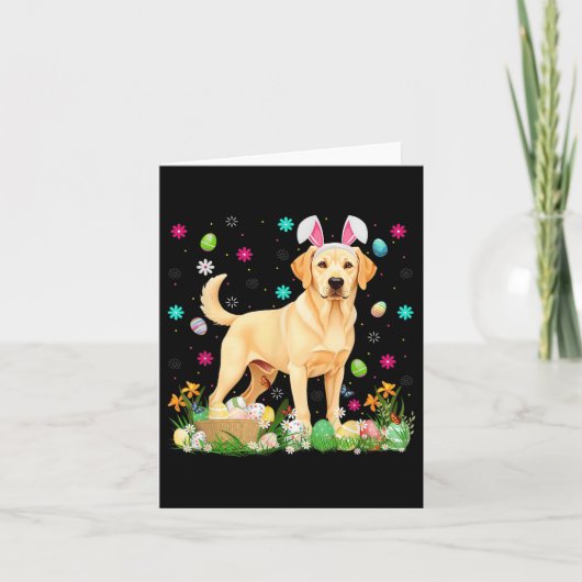 Labrador Retriever Dog Easter Egg Hunt Bunny Ear E Karte (Vorderseite)