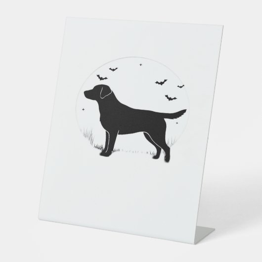 Labrador Retriever Dog � Halloween Moon Silhouette Sockelschild (Vorderseite)