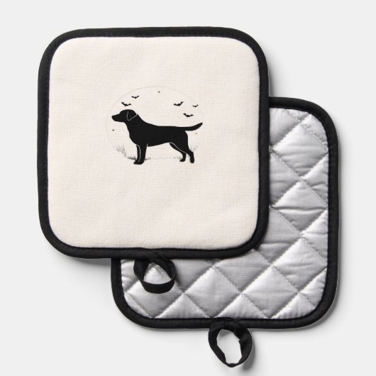 Labrador Retriever Dog � Halloween Moon Silhouette Topflappen (Vorderseite/Rückseite)