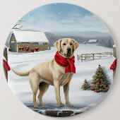 Labrador Retriever Dog in Schnee Weihnachten Button (Vorderseite)