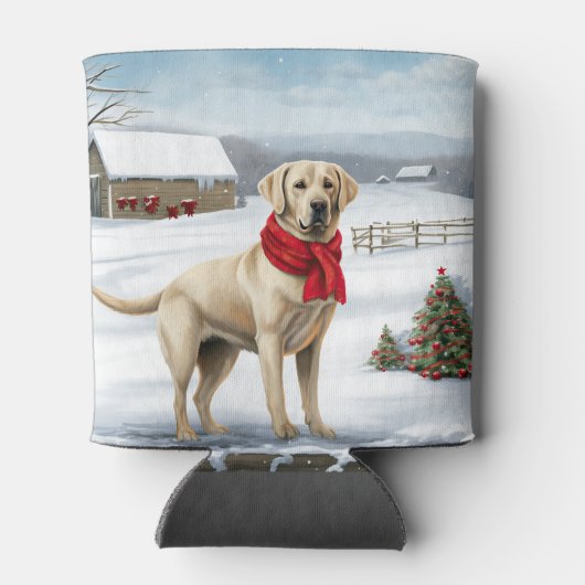 Labrador Retriever Dog in Schnee Weihnachten Dosenkühler (Rückseite)