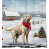 Labrador Retriever Dog in Schnee Weihnachten Duschvorhang (Vorderseite)