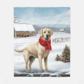 Labrador Retriever Dog in Schnee Weihnachten Fleecedecke (Vorderseite)