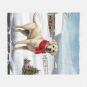 Labrador Retriever Dog in Schnee Weihnachten Fleecedecke (Vorderseite (Horizontal))