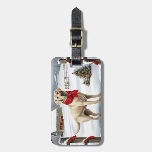 Labrador Retriever Dog in Schnee Weihnachten Gepäckanhänger (Vorderseite vertikal)