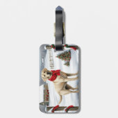Labrador Retriever Dog in Schnee Weihnachten Gepäckanhänger (Rückseite vertikal)