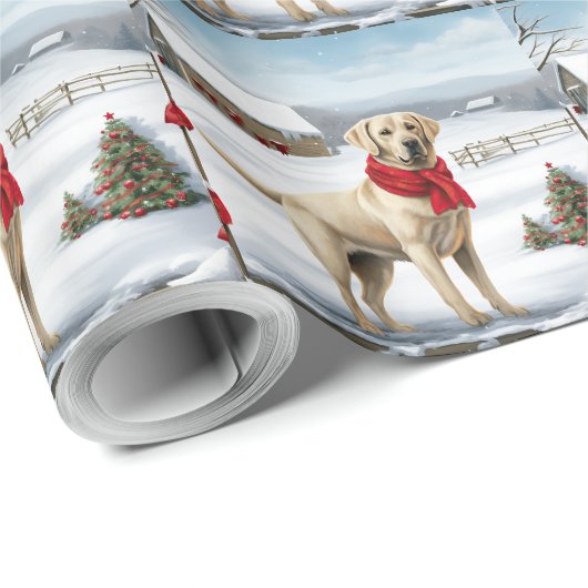 Labrador Retriever Dog in Schnee Weihnachten Geschenkpapier (Rolleneckpunkt)