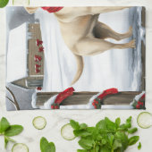 Labrador Retriever Dog in Schnee Weihnachten Geschirrtuch (Gefaltet)