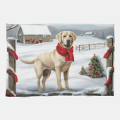 Labrador Retriever Dog in Schnee Weihnachten Geschirrtuch (Horizontal)