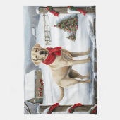 Labrador Retriever Dog in Schnee Weihnachten Geschirrtuch (Vertikal)