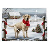 Labrador Retriever Dog in Schnee Weihnachten Große Geschenktüte (Vorderseite)