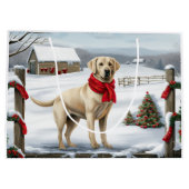 Labrador Retriever Dog in Schnee Weihnachten Große Geschenktüte (Rückseite)