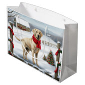 Labrador Retriever Dog in Schnee Weihnachten Große Geschenktüte (Rückseite Schrägansicht)
