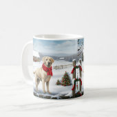 Labrador Retriever Dog in Schnee Weihnachten Kaffeetasse (Vorderseite Links)