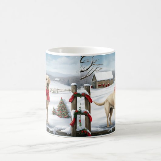 Labrador Retriever Dog in Schnee Weihnachten Kaffeetasse (Mittel)