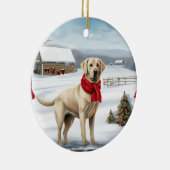 Labrador Retriever Dog in Schnee Weihnachten Keramik Ornament (Rechts)