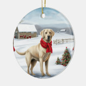 Labrador Retriever Dog in Schnee Weihnachten Keramik Ornament (Links)