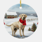 Labrador Retriever Dog in Schnee Weihnachten Keramik Ornament (Hinten)