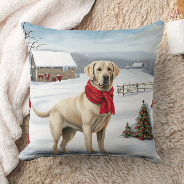 Labrador Retriever Dog in Schnee Weihnachten Kissen (Decke)