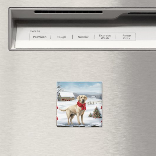 Labrador Retriever Dog in Schnee Weihnachten Magnet (In Situ (Geschirrspüler))
