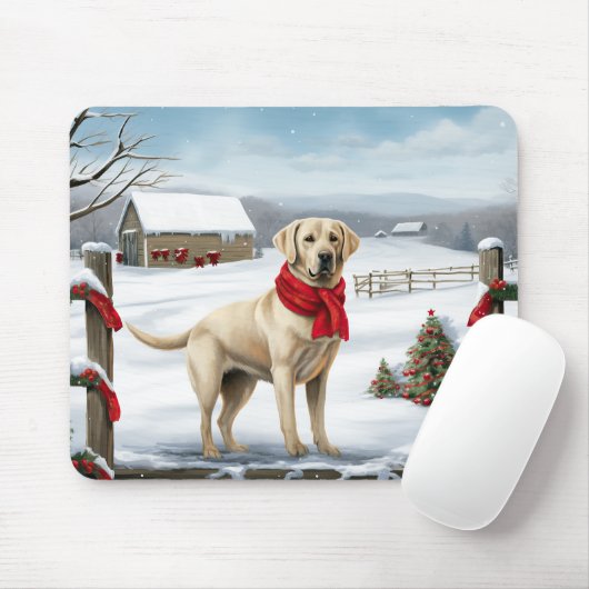 Labrador Retriever Dog in Schnee Weihnachten Mousepad (Mit Mouse)