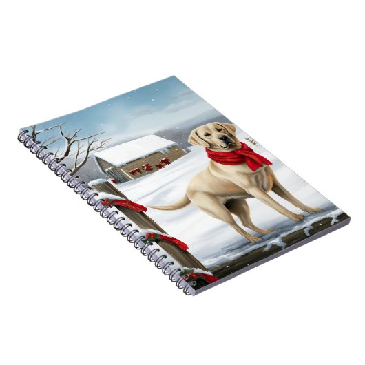 Labrador Retriever Dog in Schnee Weihnachten Notizblock (Rechte Seite)