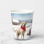 Labrador Retriever Dog in Schnee Weihnachten Pappbecher (Rückseite)