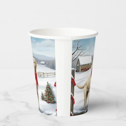 Labrador Retriever Dog in Schnee Weihnachten Pappbecher (Rechts)