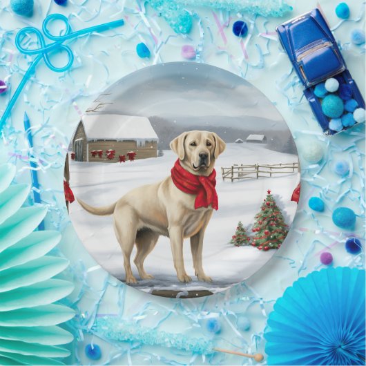 Labrador Retriever Dog in Schnee Weihnachten Pappteller (Party)