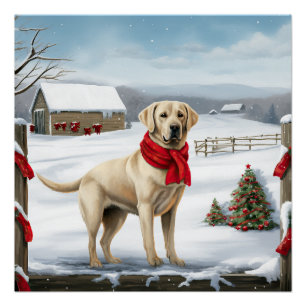 Labrador Retriever Dog in Schnee Weihnachten Poster
