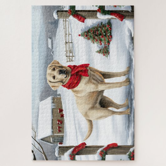 Labrador Retriever Dog in Schnee Weihnachten Puzzle (Vertikal)