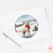 Labrador Retriever Dog in Schnee Weihnachten Runder Aufkleber (Umschlag)
