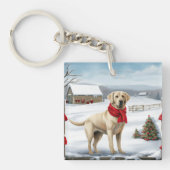 Labrador Retriever Dog in Schnee Weihnachten Schlüsselanhänger (Vorderseite)