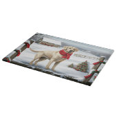 Labrador Retriever Dog in Schnee Weihnachten Schneidebrett (Ecke)