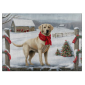 Labrador Retriever Dog in Schnee Weihnachten Schneidebrett (Vorderseite)