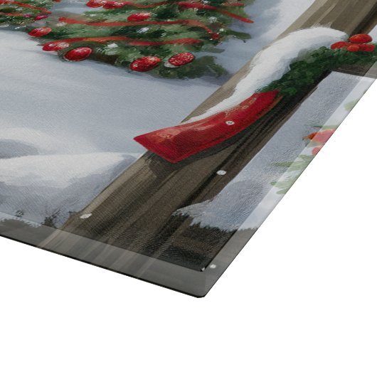 Labrador Retriever Dog in Schnee Weihnachten Schneidebrett (Ecke)