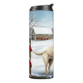 Labrador Retriever Dog in Schnee Weihnachten Thermosbecher (Nach links gedreht)