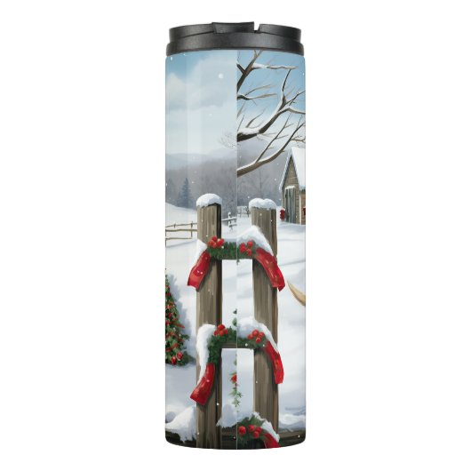 Labrador Retriever Dog in Schnee Weihnachten Thermosbecher (Rückseite)