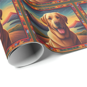 Labrador Retriever Dog Landscape Floral dekorativ Geschenkpapier