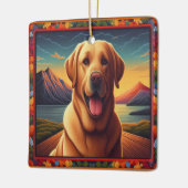 Labrador Retriever Dog Landscape Floral dekorativ Keramikornament (Links)