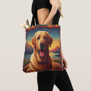 Labrador Retriever Dog Landscape Floral dekorativ Tasche