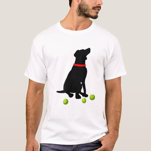 Labrador Retriever Dog mit Gelbe Labrador Tennis B T-Shirt (Vorderseite)