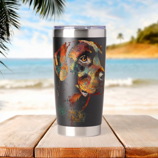 Labrador Retriever Dog Motif Pet Artwork Labrador Thermobecher (Strand (gedreht))
