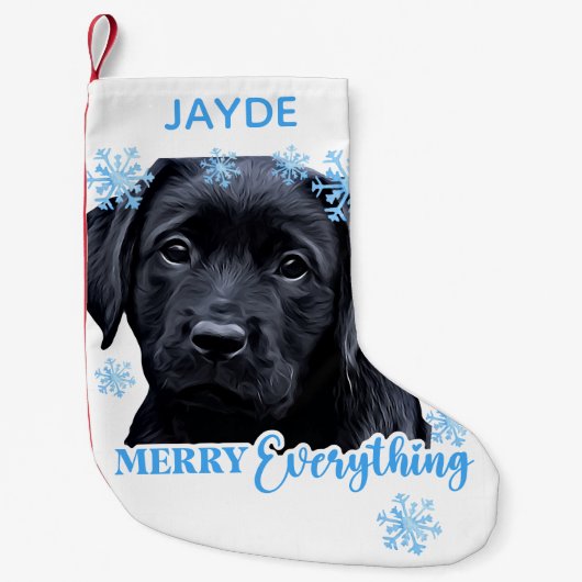Labrador Retriever Dog Niedlich Snow Puppy Kleiner Weihnachtsstrumpf (Vorderseite)