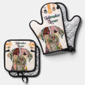 Labrador Retriever Dog Ofenhandschuh & Topflappen-Set (Vorderseite/Rückseite)