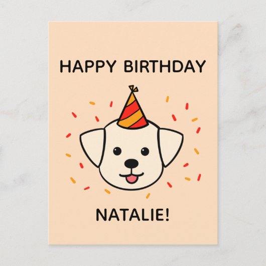 Labrador Retriever Dog | Orange Birthday Gruß Postkarte (Vorderseite)