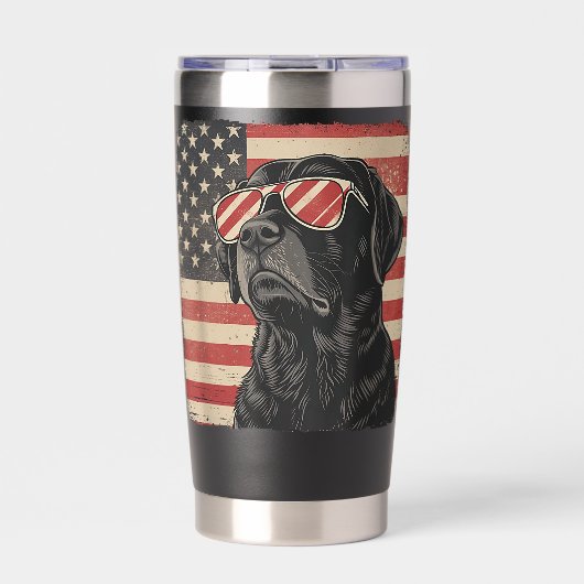 Labrador Retriever Dog Patriotic 4th of July Men W Thermobecher (Vorderseite)