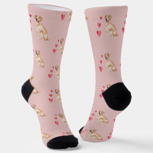 Labrador Retriever Dog Pattern auf rosa Socken (Gewinkelt)