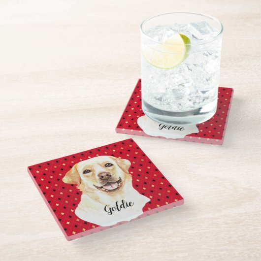 Labrador Retriever Dog Personalisiert Glasuntersetzer (Schrägansicht)